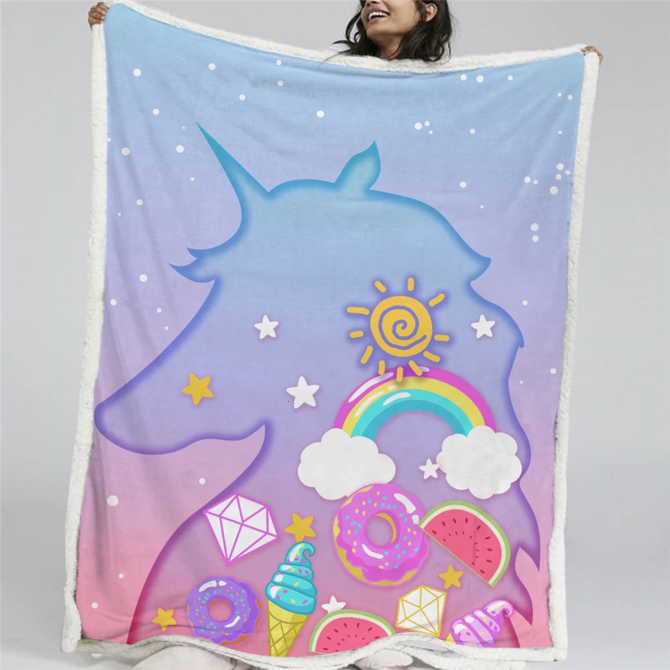 Rainbow Unicorn Throw Fleece Blanket For Kids And Girls 3 Rainbow Unicorn Throw Fleece Blanket For Kids And Girls