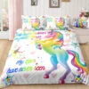 Rainbow Unicorn White Stars Bedding Set 1 Rainbow Unicorn White Stars Bedding Set -Unicorn Fashion Rainbow Unicorn White Stars Bedding Set
