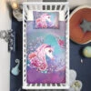 Roses Surrounding Unicorn Crib Bedding Set – Unicorn Nursery Baby Bedding -Unicorn Fashion Roses Surrounding Unicorn Crib Bedding Set