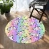 Rainbow Unicorn SW0756 Round Carpet, Cute Kids Playroom Mat, Bedroom Circle Rug