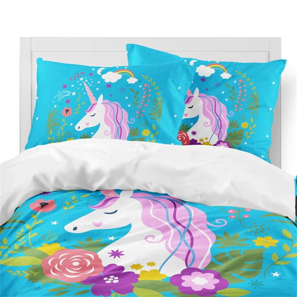 Sky Blue Unicorn Bedding Set 4 Sky Blue Unicorn Bedding Set - Image 2