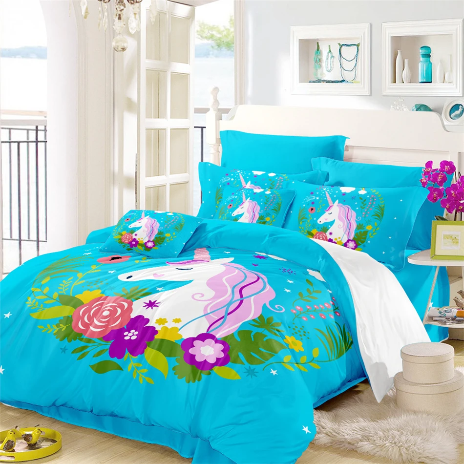 Sky Blue Unicorn Bedding Set 5 Sky Blue Unicorn Bedding Set - Image 3