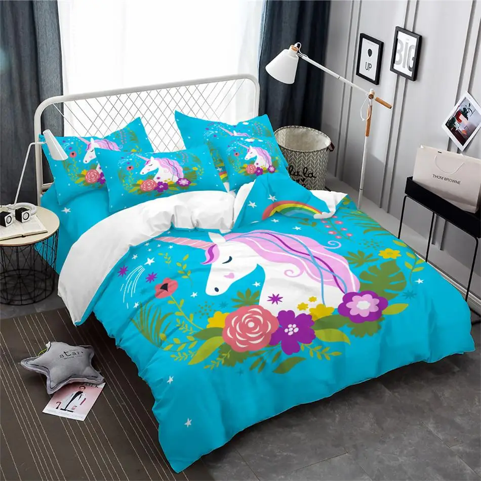 Sky Blue Unicorn Bedding Set 6 Sky Blue Unicorn Bedding Set - Image 4