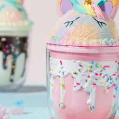 Straw Unicorn Cartoon Ice Cream Creative Drinking Cup -Unicorn Fashion Straw Cup Super Cute Unicorn Cartoon Ice Cream Creative Design Girls and Kids Favorite Double Drinking 4