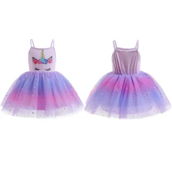Summer Charming Unicorn Tutu Dress 10 Summer Charming Unicorn Tutu Dress -Unicorn Fashion Summer Style Charm Girls Slip Pony Medium Length Rainbow Tulle Unicorn Dress Kids Sling Colorful Birthday 1