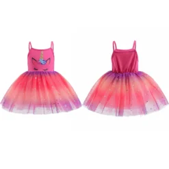 Summer Charming Unicorn Tutu Dress 11 Summer Charming Unicorn Tutu Dress -Unicorn Fashion Summer Style Charm Girls Slip Pony Medium Length Rainbow Tulle Unicorn Dress Kids Sling Colorful Birthday 2