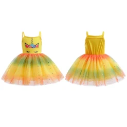 Summer Charming Unicorn Tutu Dress 13 Summer Charming Unicorn Tutu Dress -Unicorn Fashion Summer Style Charm Girls Slip Pony Medium Length Rainbow Tulle Unicorn Dress Kids Sling Colorful Birthday 4