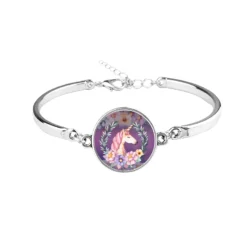 Unicorn Glass Charm Bracelet -Unicorn Fashion Suteyi Unicorn Horse Bracelets Animal Dome Cabochon Glass Charm Bracelet Jewelry Women Men Girl Boy Unisex 2