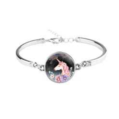 Unicorn Glass Charm Bracelet -Unicorn Fashion Suteyi Unicorn Horse Bracelets Animal Dome Cabochon Glass Charm Bracelet Jewelry Women Men Girl Boy Unisex 3