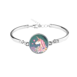 Unicorn Glass Charm Bracelet -Unicorn Fashion Suteyi Unicorn Horse Bracelets Animal Dome Cabochon Glass Charm Bracelet Jewelry Women Men Girl Boy Unisex 4