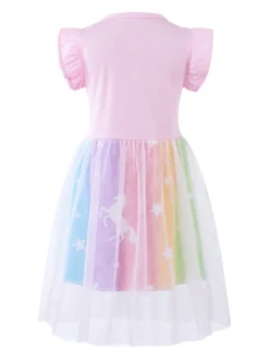 Unicorn Summer Party Princess Dresses With Flying Sleeves -Unicorn Fashion Toddler Girls Clothes Summer Princess Dresses Flying Sleeve Kids Dress Unicorn Party Girls Dresses Children Clothing
