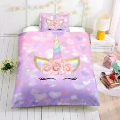 Twin Pink Unicorn Bedding Set, Unicorn Bed Set, Unicorn Bed In A Bag