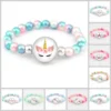 Unicorn Beads Bracelets 18mm -Unicorn Fashion Unicorn Beads Bracelets 18mm Snap Holder Buttons Dome Cabochon Flamingos Charms Trendy Bracelets Girls Women Boy