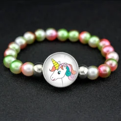 Unicorn Beads Bracelets 18mm 11 Unicorn Beads Bracelets 18mm -Unicorn Fashion Unicorn Beads Bracelets 18mm Snap Holder Buttons Dome Cabochon Flamingos Charms Trendy Bracelets Girls Women Boy 3