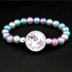 Unicorn Beads Bracelets 18mm 13 Unicorn Beads Bracelets 18mm -Unicorn Fashion Unicorn Beads Bracelets 18mm Snap Holder Buttons Dome Cabochon Flamingos Charms Trendy Bracelets Girls Women Boy 5