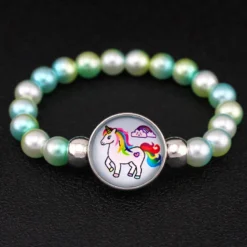 Unicorn Beads Bracelets -Unicorn Fashion Unicorn Beads Bracelets 18mm Snap Holder Buttons Dome Cabochon Flamingos Charms Trendy Jewelry Girls Women Boy 5
