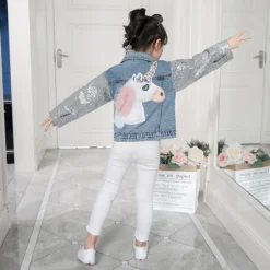 Unicorn Denim Jacket For Girls -Unicorn Fashion Unicorn Denim Jacket for Girls Coats Children Clothing Autumn Baby Girls Clothes Outerwear Jean Jackets Coats 2