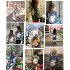 Unicorn Denim Jacket For Girls -Unicorn Fashion Unicorn Denim Jacket for Girls Coats Children Clothing Autumn Baby Girls Clothes Outerwear Jean Jackets Coats 5