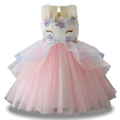 Unicorn Princess Dresses -Unicorn Fashion Unicorn Dresses for Girl Party Dress Christmas Carnival New Year Costume Kids Party Dresses For Girls 4