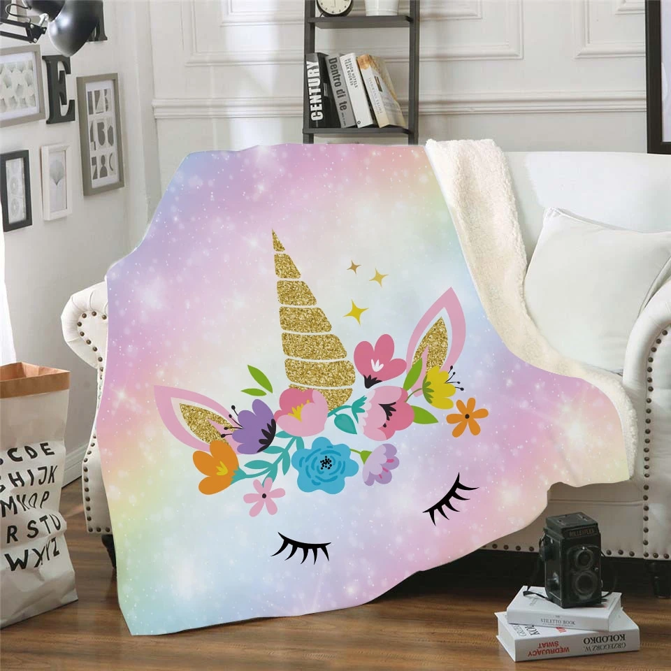 Unicorn Eyelashes Fleece Throw Blanket 5 Unicorn Eyelashes Fleece Throw Blanket - Image 3