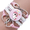 Leather Unicorn Bracelets -Unicorn Fashion Unicorn Horse Bracelets Animal Heart Infinity Love Dome Cabochon Charm Leather Jewelry Women Men Girl Boy