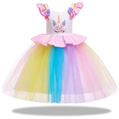 Colorful Unicorn Party Dress -Unicorn Fashion Unicorn Party Girls Dress for Girls dream cosplay Elsa Costumes Summer Wedding Dresses For Kids 2