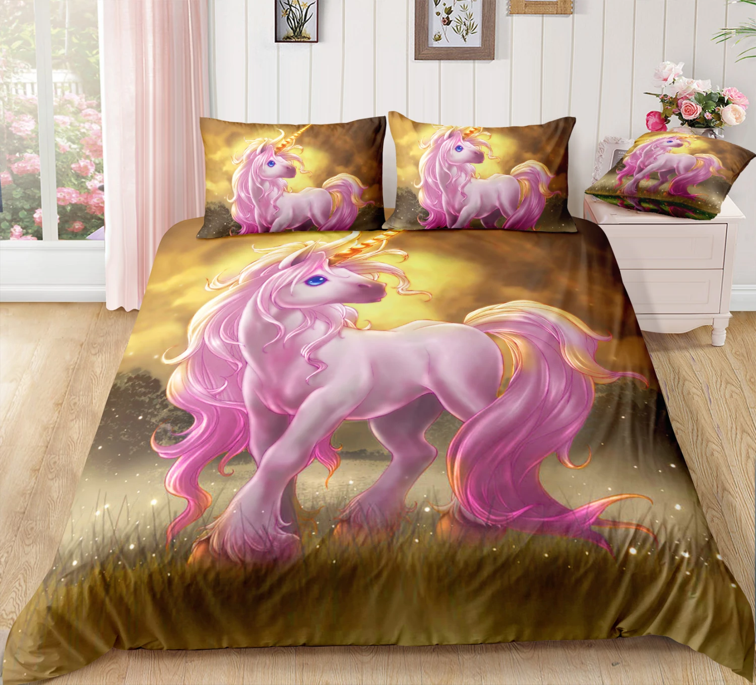 Unicorn Playing In The Field Bedding Set 3 Unicorn Playing In The Field Bedding Set
