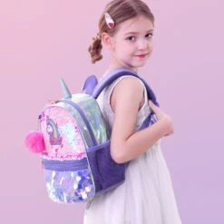 Unicorn Reversible Sequin School Bag For Girls