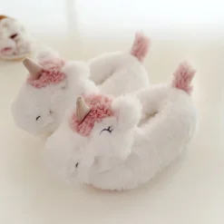 Toddler And Kids Unicorn Slippers -Unicorn Fashion Unicorn Slippers Children Flip Flops Kids Shoes Girls White Winter Warm Plush Home Shoes Cotton Slippers 1