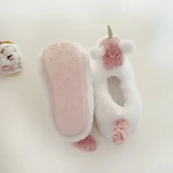 Toddler And Kids Unicorn Slippers -Unicorn Fashion Unicorn Slippers Children Flip Flops Kids Shoes Girls White Winter Warm Plush Home Shoes Cotton Slippers 3