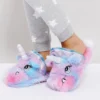 Soft Plush Unicorn Slippers -Unicorn Fashion Unicorn Slippers Kids Flip Flops Girls Winter Warm Cotton Shoes Children Animal Plush Fur Slippers Funny