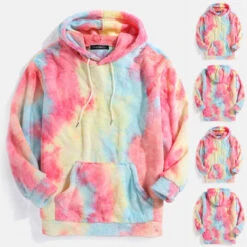Unicorn Tie-Dye Warm Fleece Hooded Pullovers
