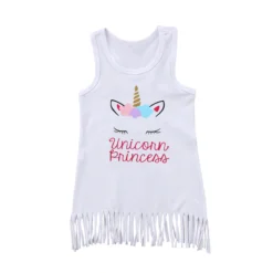 Unicorn Princess Sleeveless Sundress -Unicorn Fashion Unicorn Toddler Kids Baby Girl Dress sleeveless letter Tassel Party princess Sundress1 6y 5