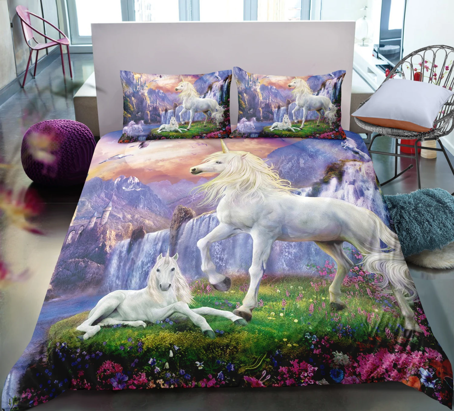 Unicorn In Wonderland Bedding Set 3 Unicorn In Wonderland Bedding Set