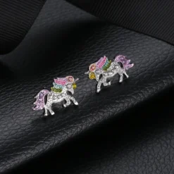 Unique Charming Crystal Unicorn Earrings -Unicorn Fashion Unique Charming Jewelry Colorful Crystal Unicorn Earrings for Women Wedding Gift Cute Animal Earrings boucle d 2