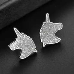 Charming Crystal Unicorn Earrings -Unicorn Fashion Unique Charming Jewelry Silver Color Crystal Unicorn Earrings for Women Wedding Gift Cute Animal Small Earrings 3