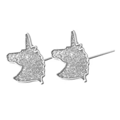 Charming Crystal Unicorn Earrings -Unicorn Fashion Unique Charming Jewelry Silver Color Crystal Unicorn Earrings for Women Wedding Gift Cute Animal Small Earrings 5