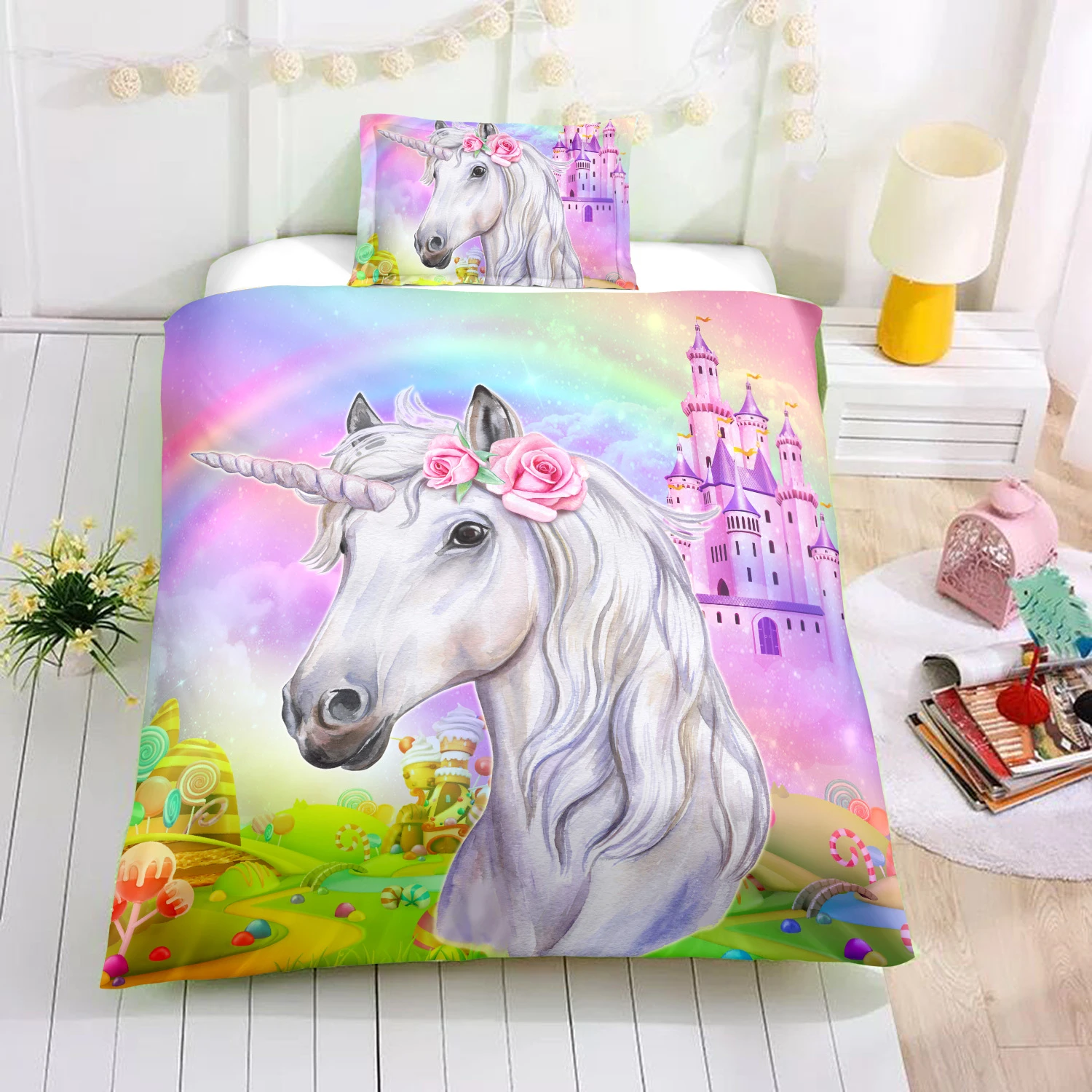 Personalized Custom Castle Unicorn Bedding Set 4 Personalized Custom Castle Unicorn Bedding Set - Image 2