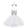 White Flower Unicorn Dress 1 White Flower Unicorn Dress -Unicorn Fashion White Flower Unicorn Dress 2pcs Set Children Unicorn Fancy Cosplay Costume for Girls Birthday Princess Party