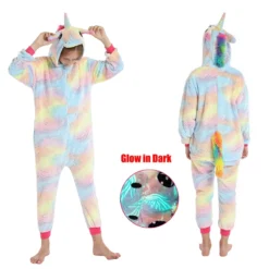 [LIMITED EDITION] Glow In The Dark Unicorn Onesie -Unicorn Fashion Winter Jumpsuit Kids Kigurumi Anime Overalls for Children Unicorn Pajamas Warm Plush Glow In The Dark 1