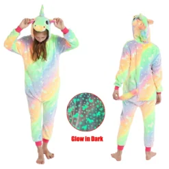 [LIMITED EDITION] Glow In The Dark Unicorn Onesie -Unicorn Fashion Winter Jumpsuit Kids Kigurumi Anime Overalls for Children Unicorn Pajamas Warm Plush Glow In The Dark 2