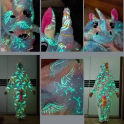 [LIMITED EDITION] Glow In The Dark Unicorn Onesie -Unicorn Fashion Winter Jumpsuit Kids Kigurumi Anime Overalls for Children Unicorn Pajamas Warm Plush Glow In The Dark 4