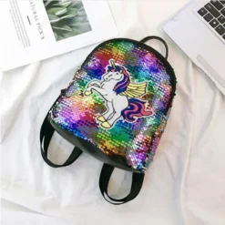 Women Unicorn Sequins Backpack -Unicorn Fashion Women Unicorn Sequins Backpack PU Leather Rucksack Girl Mini Travel Shoulder Schoolbag Backpack Female Leisure Mochila 2