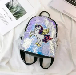 Women Unicorn Sequins Backpack -Unicorn Fashion Women Unicorn Sequins Backpack PU Leather Rucksack Girl Mini Travel Shoulder Schoolbag Backpack Female Leisure Mochila 3