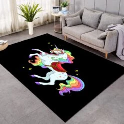 Rainbow Unicorn SW1757 Carpet, Area Rug, Large Floor Mat For Living Room Bedroom Playroom