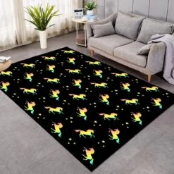 Prancing Unicorn SW1849 Carpet, Area Rug, Large Floor Mat For Living Room Bedroom Playroom