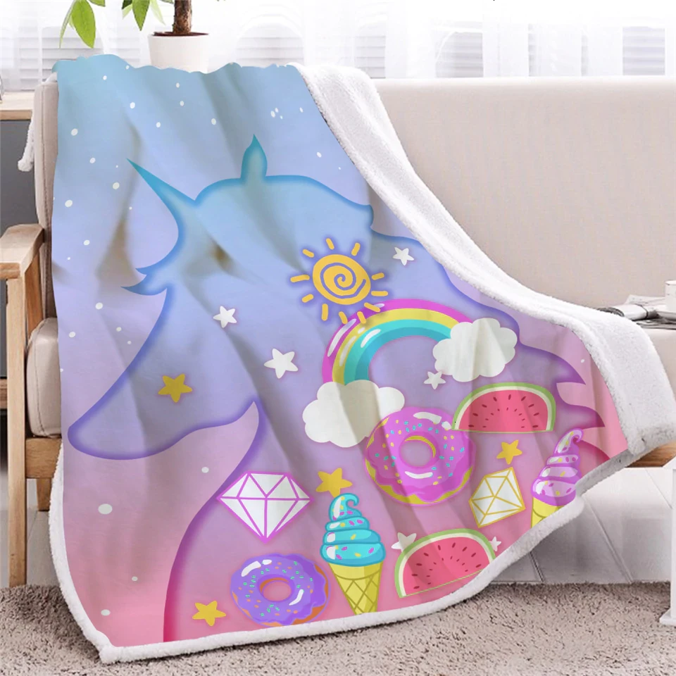 Rainbow Unicorn Throw Fleece Blanket For Kids And Girls 6 Rainbow Unicorn Throw Fleece Blanket For Kids And Girls - Image 4