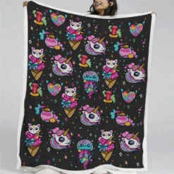 Colorful Unicorn Fleece Throw Blanket For Kids Bedroom