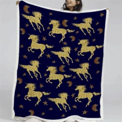 Sparkle Unicorn Fleece Throw Blanket For Girls Bedroom