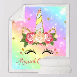 Unicorn Eyelashes Sherpa Fleece Blankets